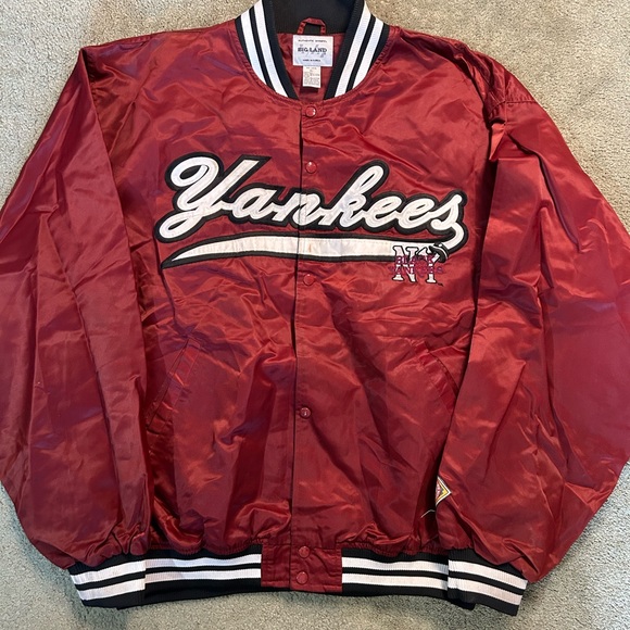 Vintage Other - 90s New York Yankees Negro Baseball League Red Satin Starter Style Jacket 2XL